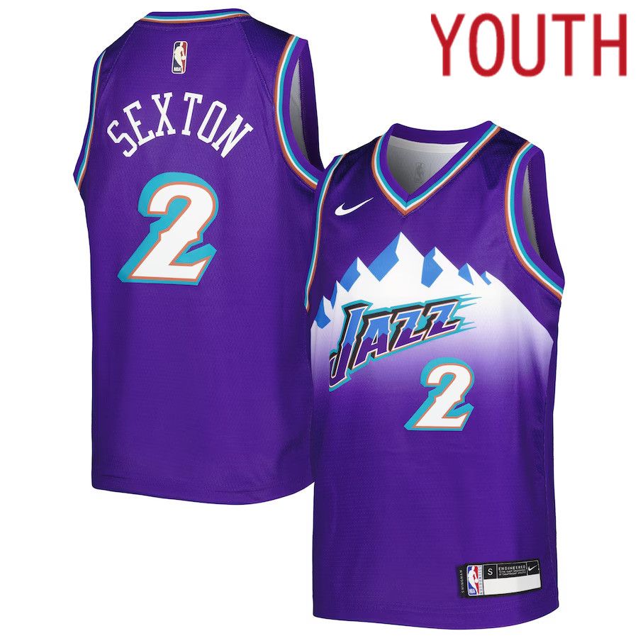 Youth Utah Jazz 2 Collin Sexton Nike Purple City Edition 2022-23 Swingman NBA Jersey